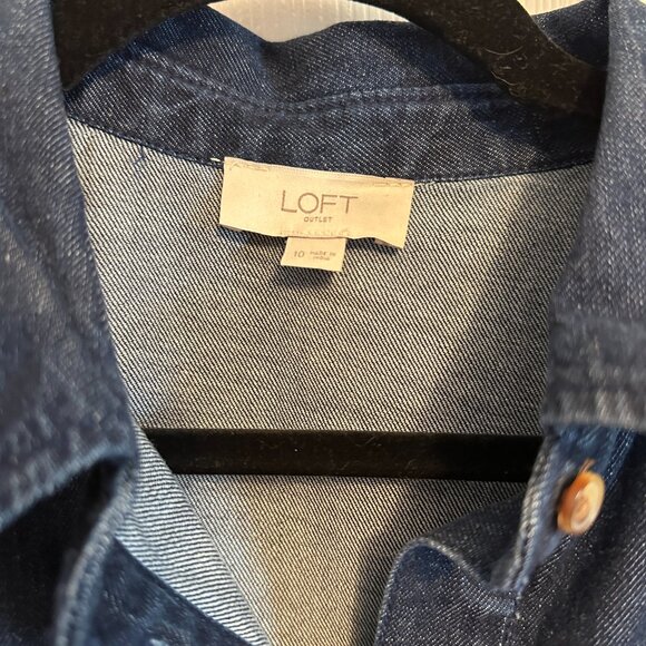 Loft Outlet Denim Baby Doll Long-Sleeve Dress, Size 10 - Picture 3 of 6